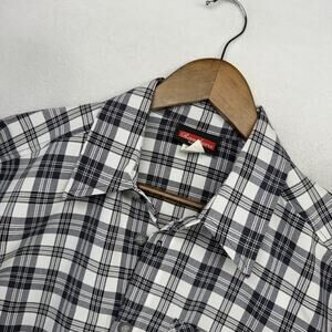 Vintage Ranchero Shirt men's Medium White Black Houndstooth USA made Western 90s